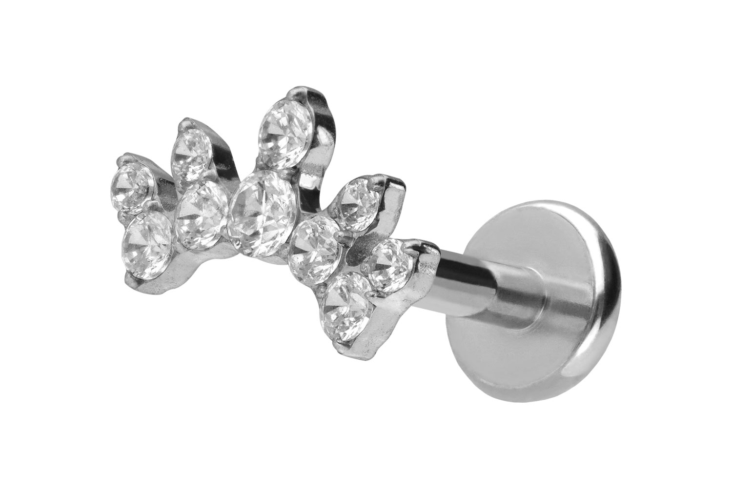 Titan Labret Piercing mit Push Fit KRISTALLBOGEN